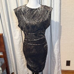 Guess Black and Gold Mini velvet body-con Dress
